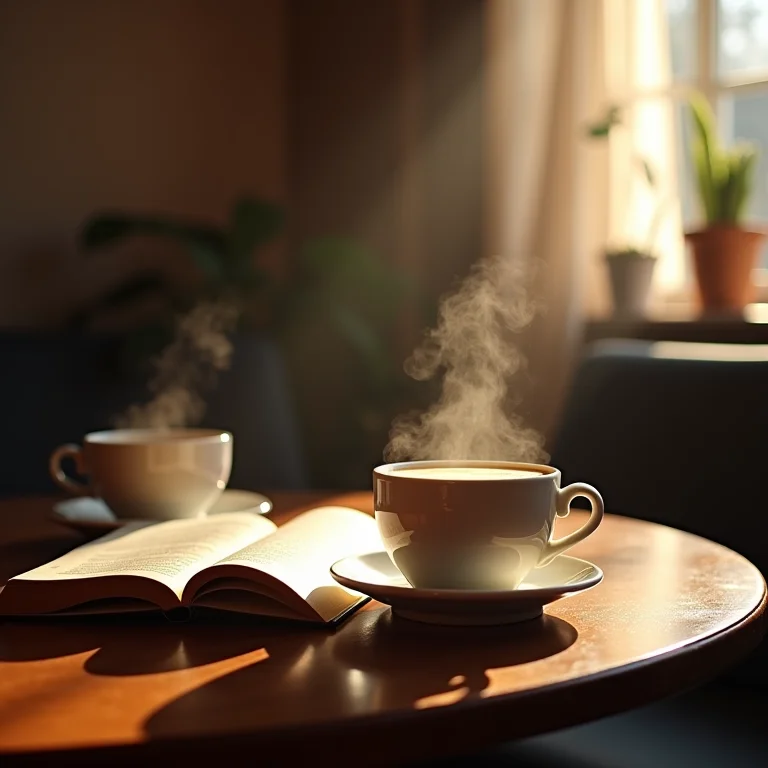 Ambiente aconchegante de café literário