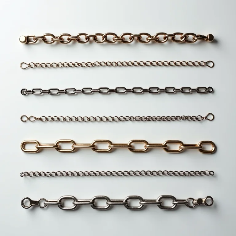 Amostras de correntes de diferentes fornecedores para sua cortina.