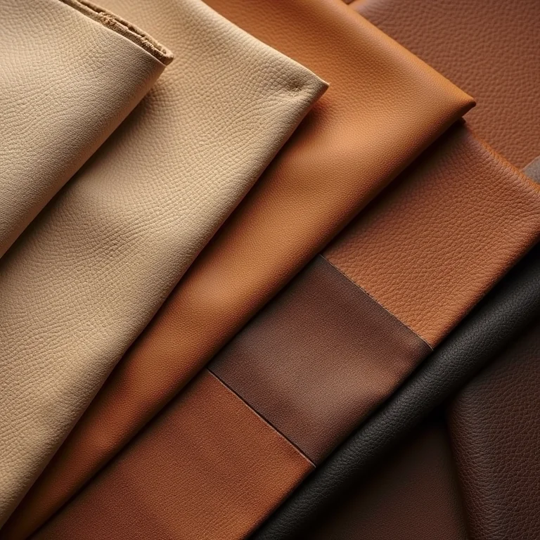 Amostras de diferentes tipos de couro.