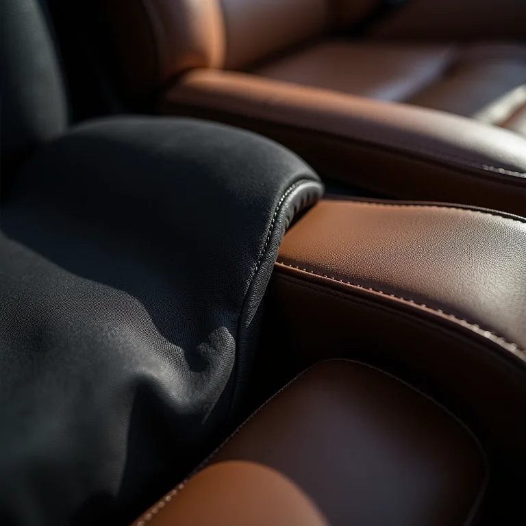 Amostras de materiais de cadeiras gamer: couro, tecido e mesh