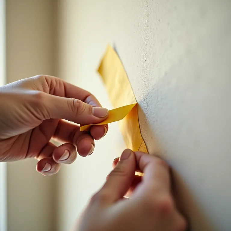 Aplicando fita crepe para vedação impecável na parede