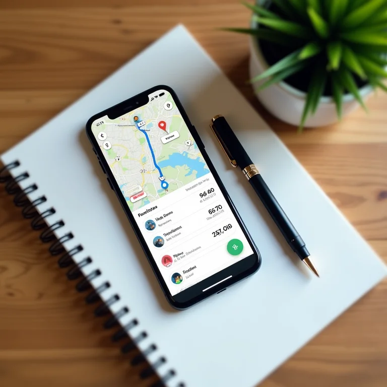 Aplicativo de otimização de rotas e acessórios em mesa