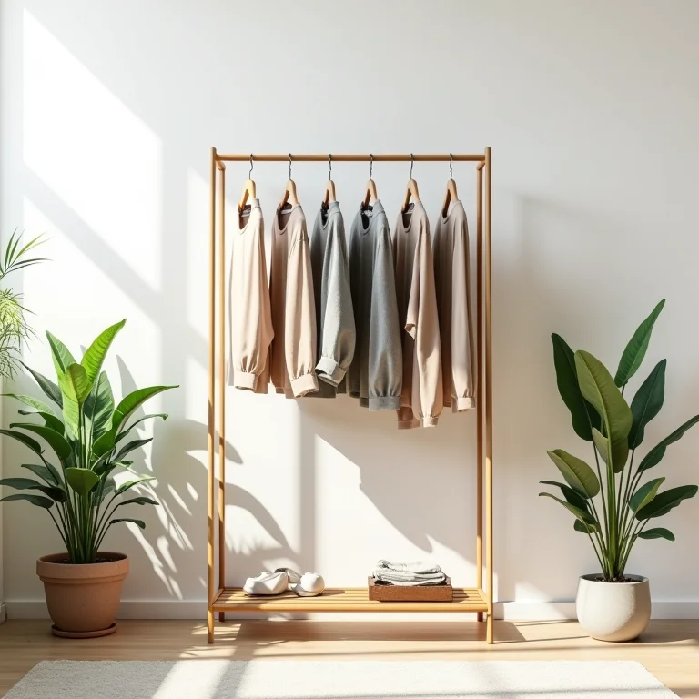 Arara de roupas de PVC criativa com decoração minimalista