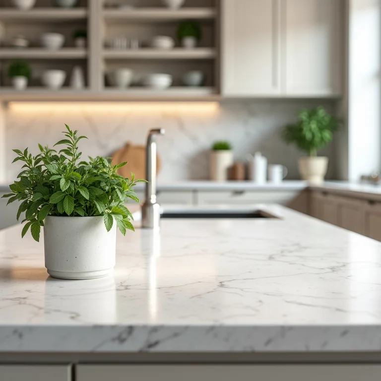 Bancada de cozinha funcional e charmosa feita de quartzo