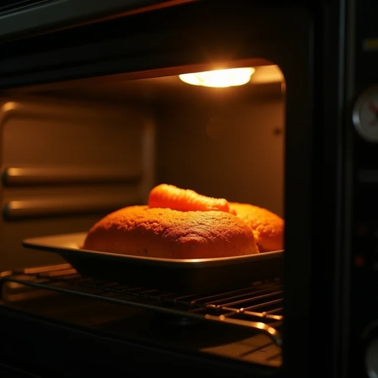 Bolo de cenoura assando no forno