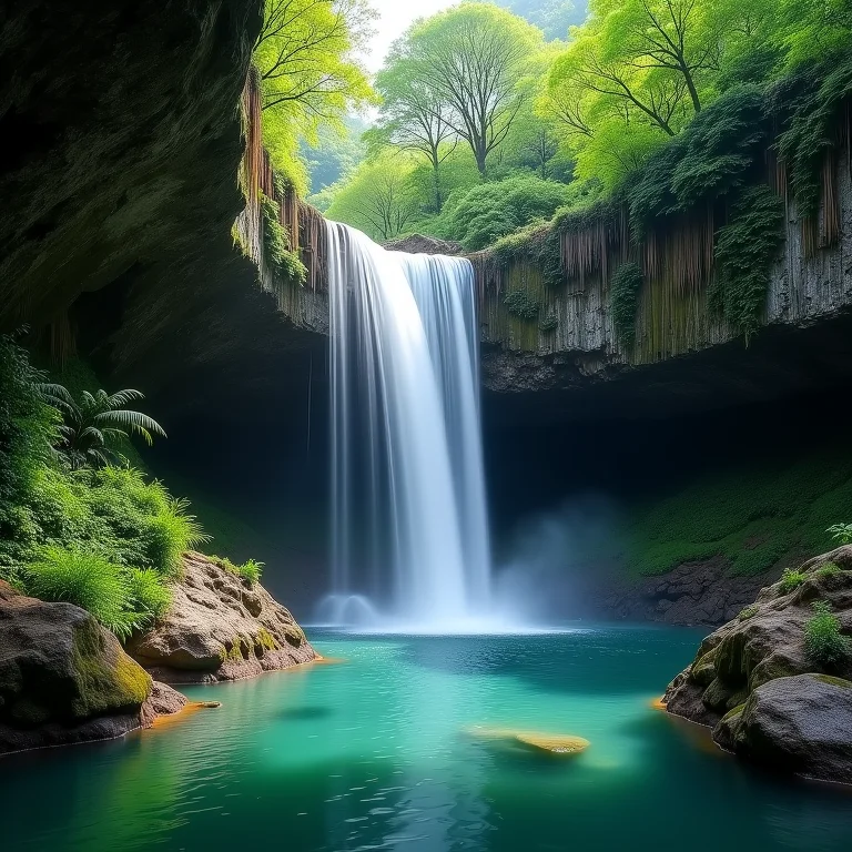 Cachoeira escondida na Estrada da Graciosa.
