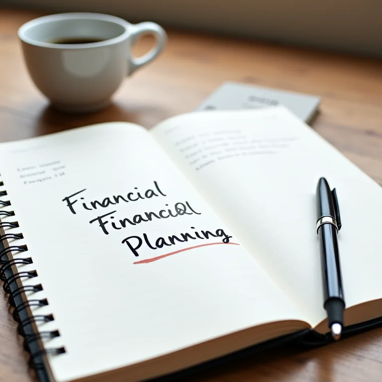 Caderno aberto com anotações sobre planejamento financeiro