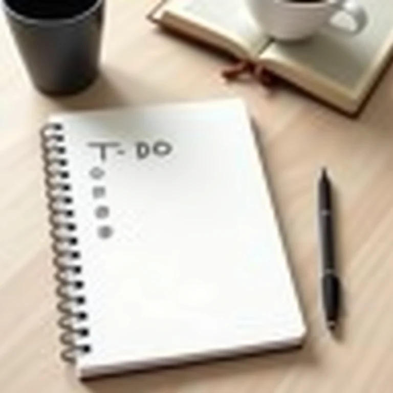 Caderno com lista de tarefas e caneta, definição de prioridades