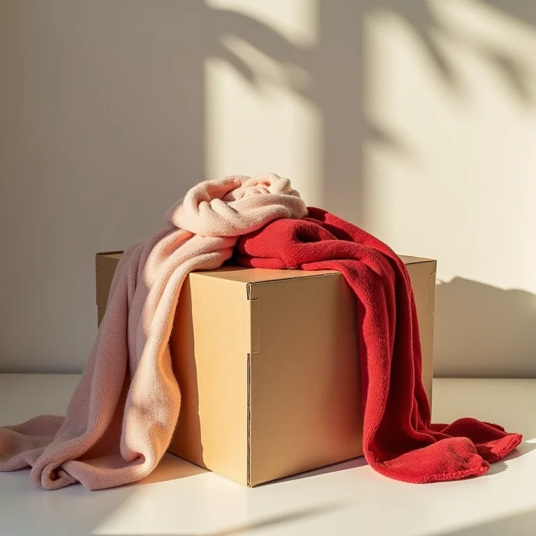 Caixa de doação com lenços usados