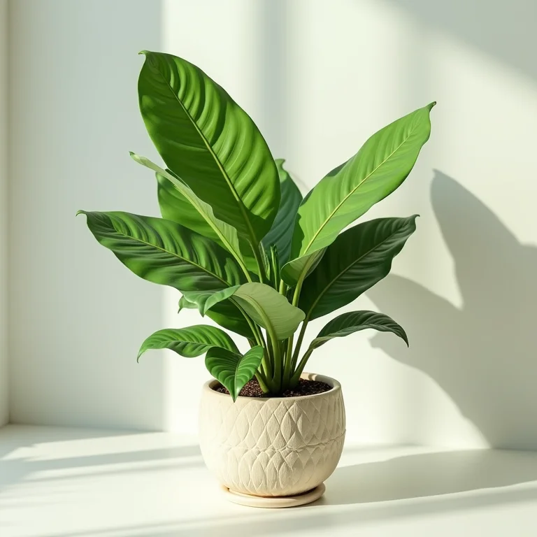 Calathea com folhagem vibrante em vaso decorativo