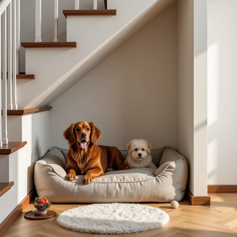 Canto para pets embaixo da escada