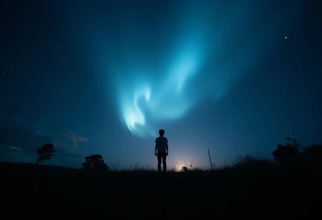 Céu noturno misterioso no interior do Brasil com luzes estranhas
