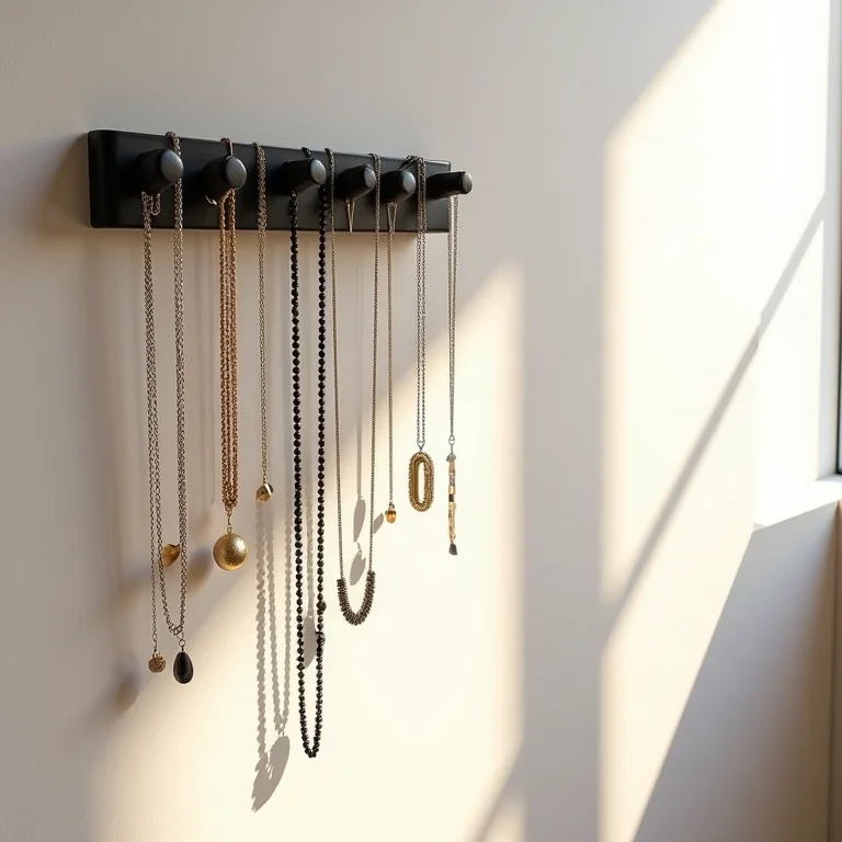 Colares organizados em porta colares de parede