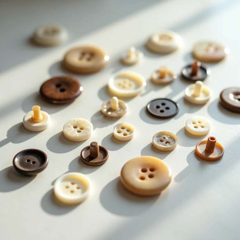 Coleção de botões de diferentes tipos, tamanhos e materiais