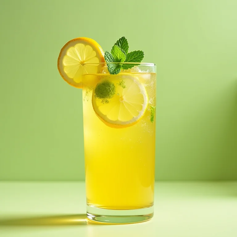 Copo de chá de cavalinha gelado com limão e hortelã.