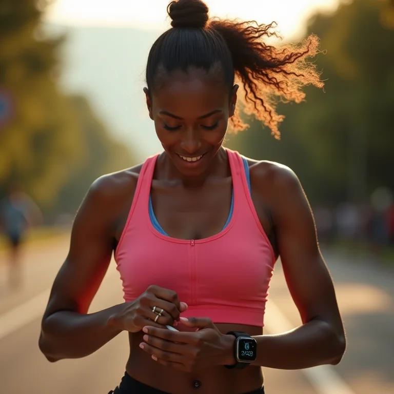 Corredora avaliando níveis de hidratação