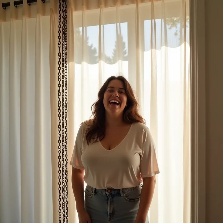 Cortina de correntes valorizando um closet.