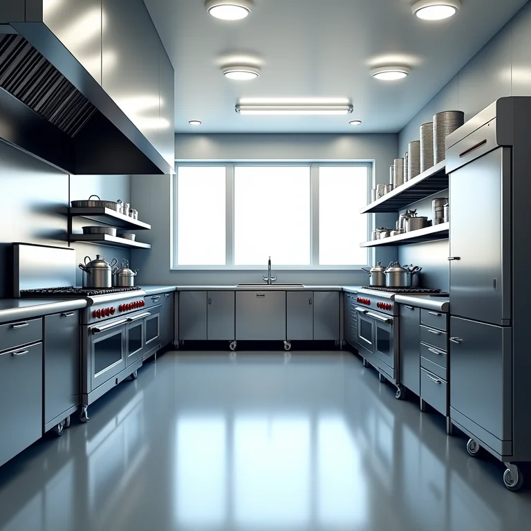 Cozinha industrial para produção de marmitas fitness.