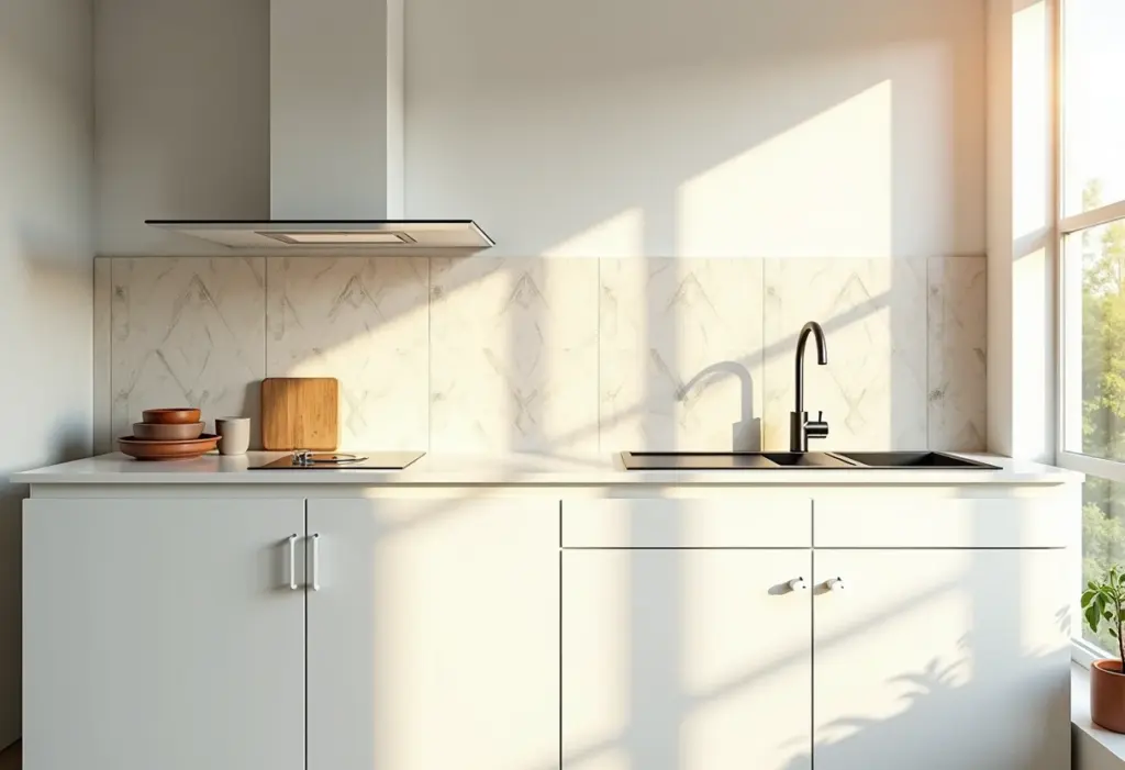 Cozinha moderna com ladrilho hidráulico