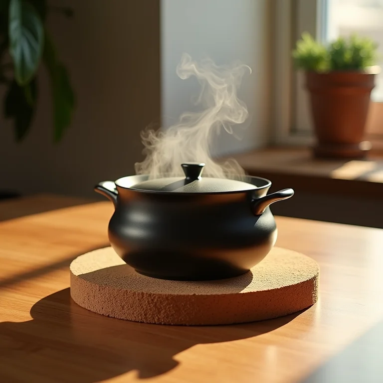 Descanso de panela feito com rolhas de cortiça.