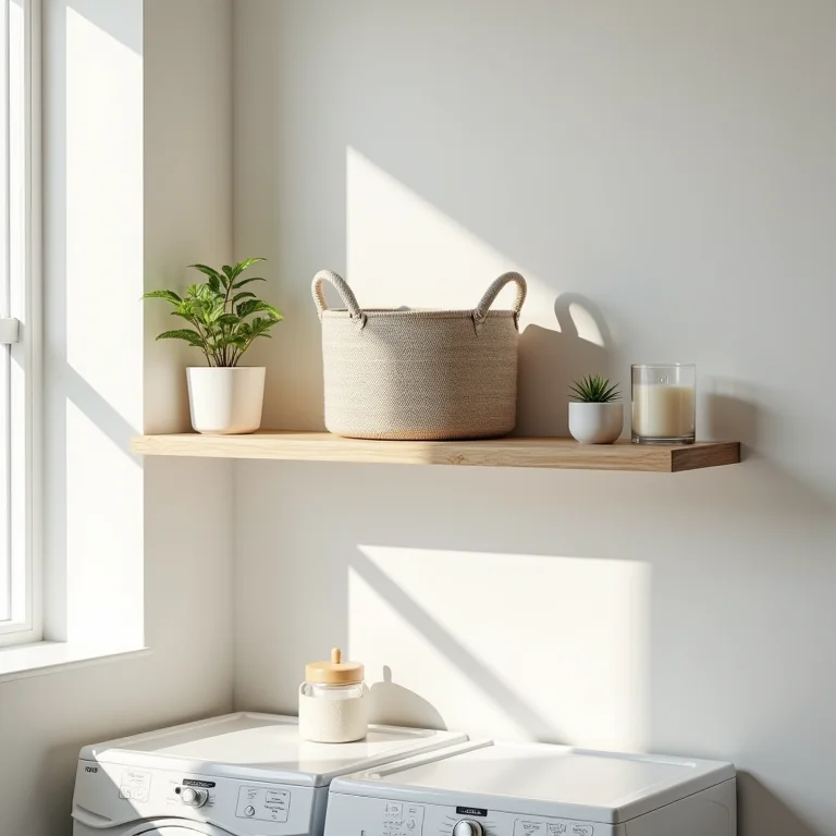 Detalhes de decoração em uma lavanderia funcional