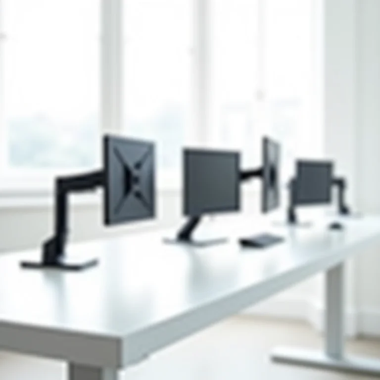 Diferentes modelos de suportes de monitor para ergonomia