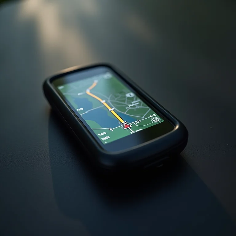 Dispositivo GPS mostrando coordenadas de localização precisas.