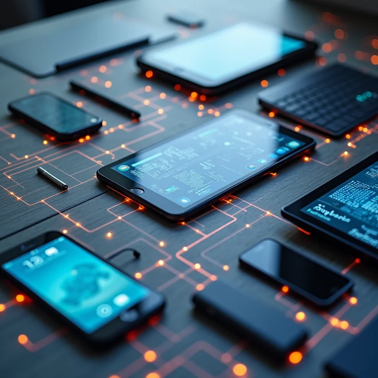 Dispositivos conectados trocando dados.