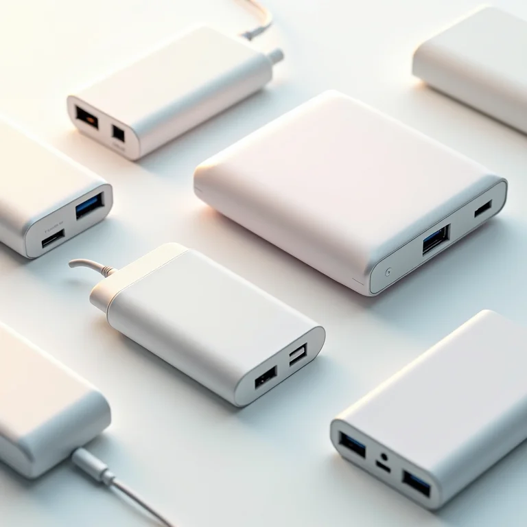 Diversos modelos de carregadores portáteis.