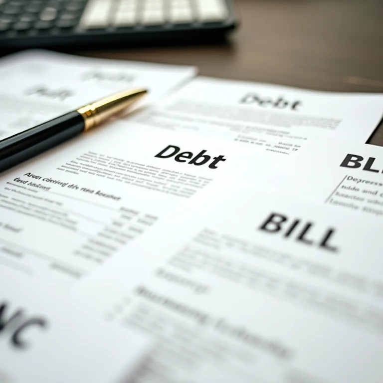 Documentos relacionados a dívidas organizados em uma mesa