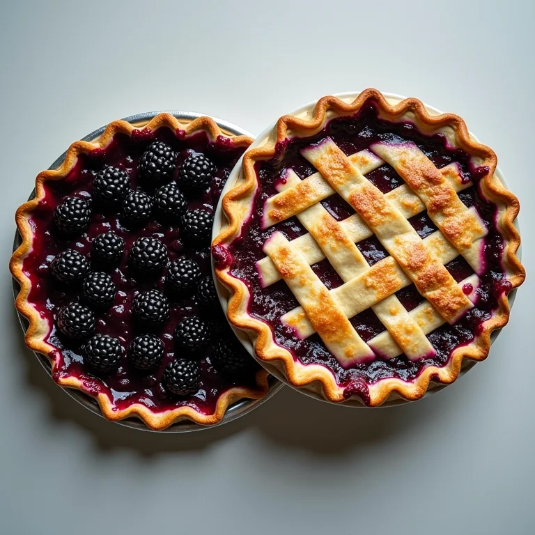 Duas variações da torta de amora: com treliça e crumble.