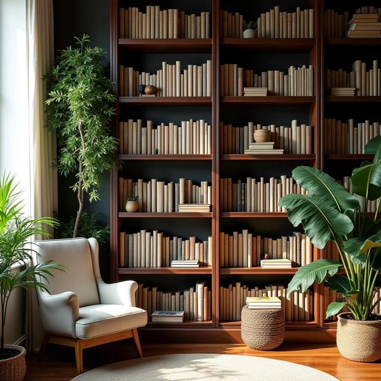 Estante de livros criando um refúgio literário