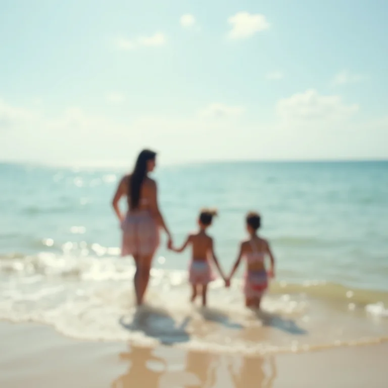 Família desfrutando da Praia da Barra do Una