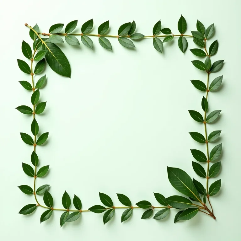 Folhas de Espinheira Santa dispostas em um padrão decorativo.