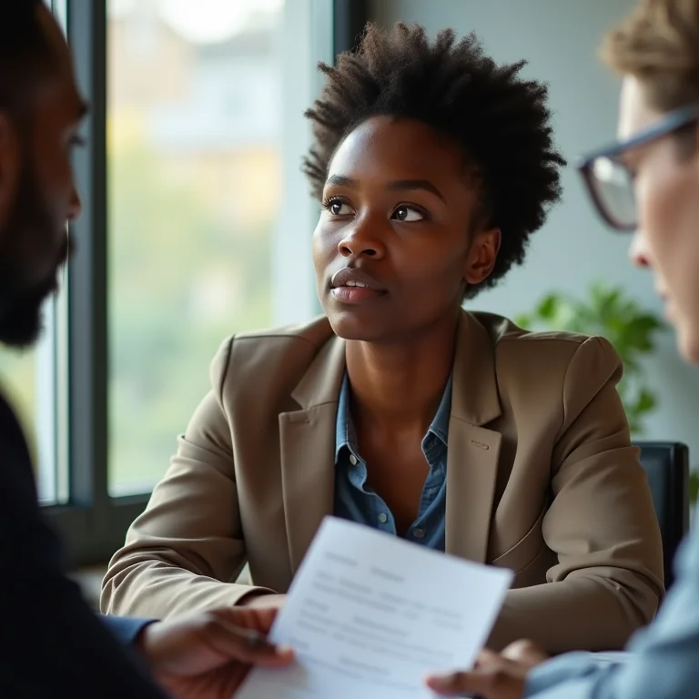 Funcionária fazendo perguntas de esclarecimento