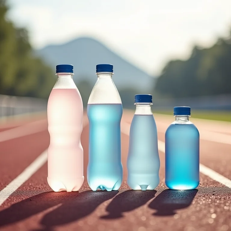 Garrafas de água e géis energéticos para corrida