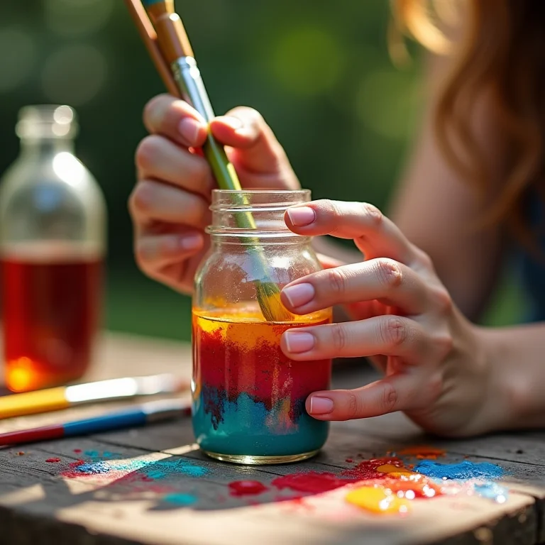 Garrafinhas pintadas e decoradas com cores vibrantes