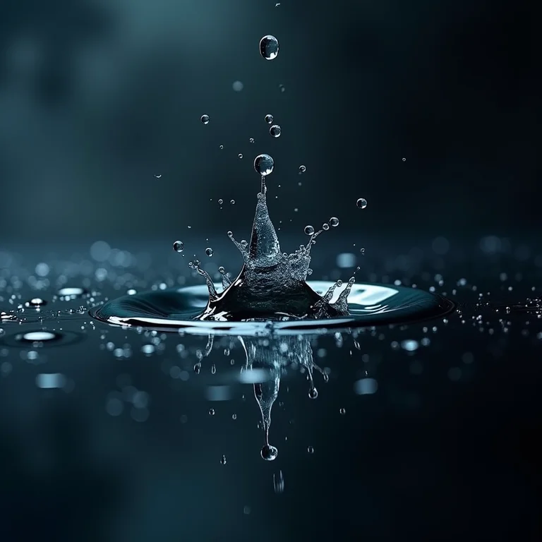 Gotas de água contaminada com ácido de bateria sobre uma superfície escura, representando o ciclo vicioso da contaminação.