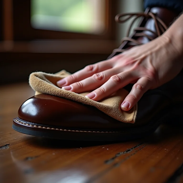 Hidratando sapatos de couro.