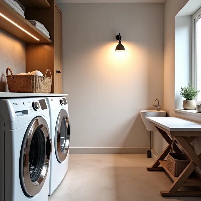 Iluminação estratégica em uma área de serviço organizada