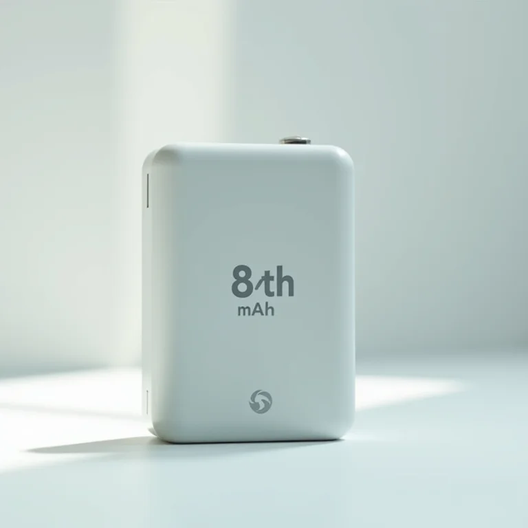 Informação sobre a capacidade da bateria (mAh) de um carregador portátil.