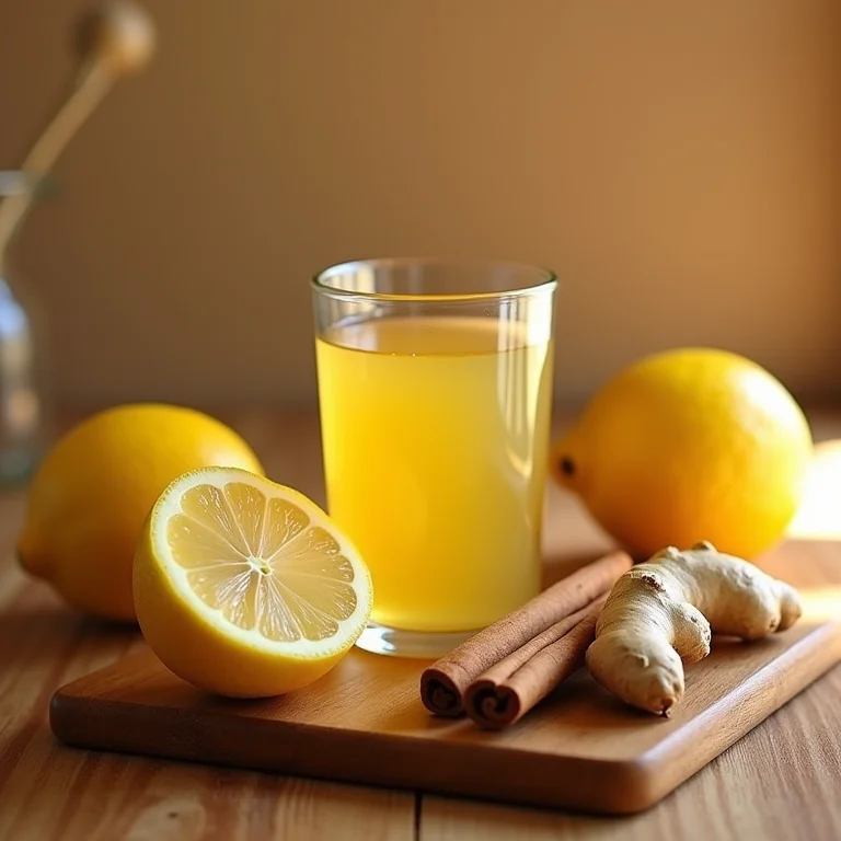 Ingredientes para receitas de chá de cavalinha: limão, gengibre, mel, canela.