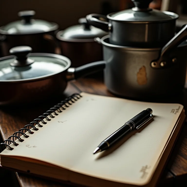 Inventário detalhado de panelas e utensílios.