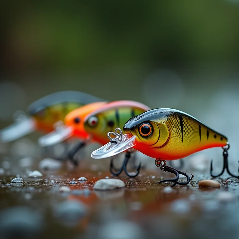 Iscas artificiais com diferentes tipos de ação de nado