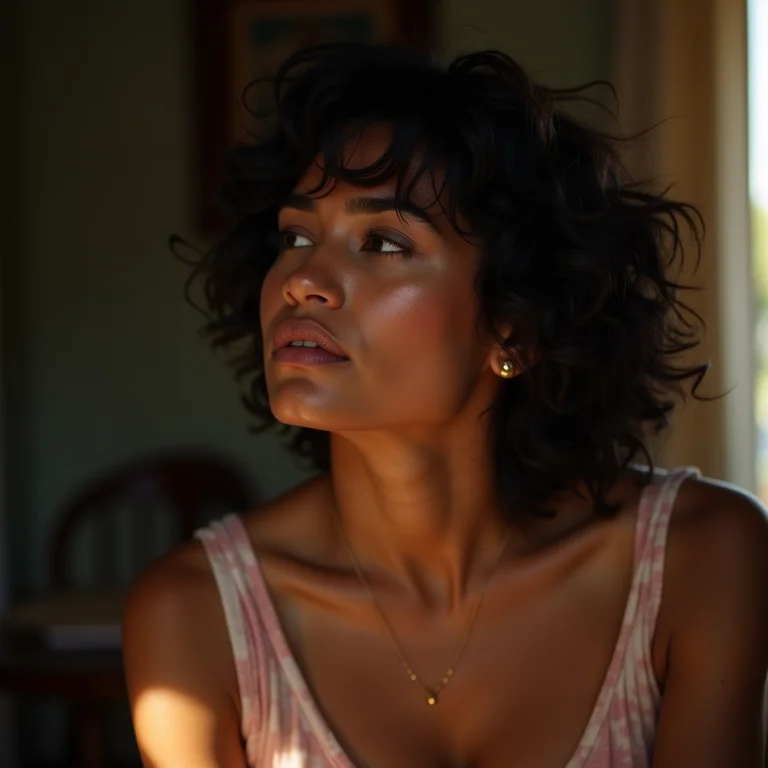 Jogadora latina concentrada durante um treino de bobinho.