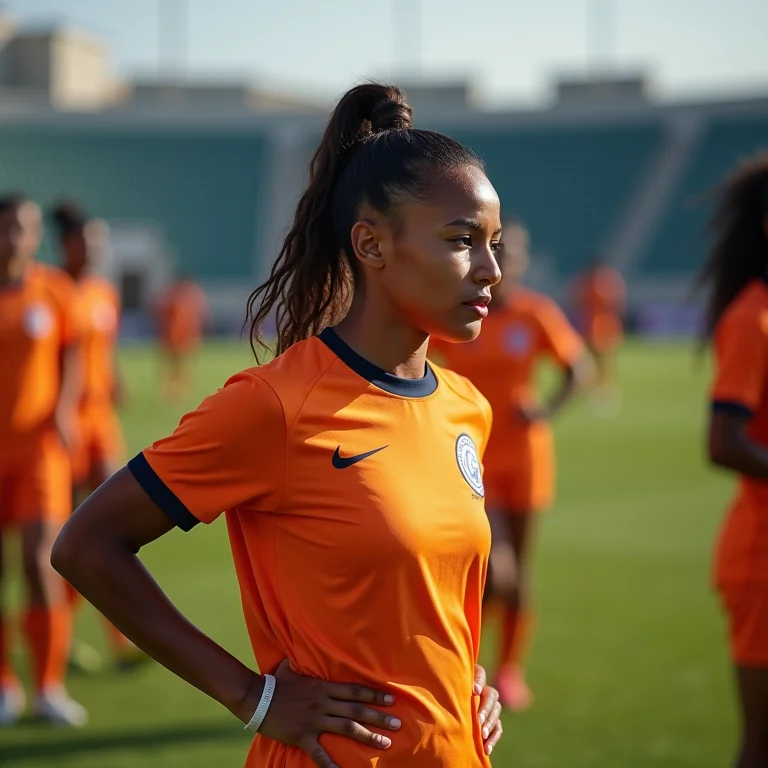 Jogadora plus size tomando uma decisão sob pressão durante um jogo de bobinho.