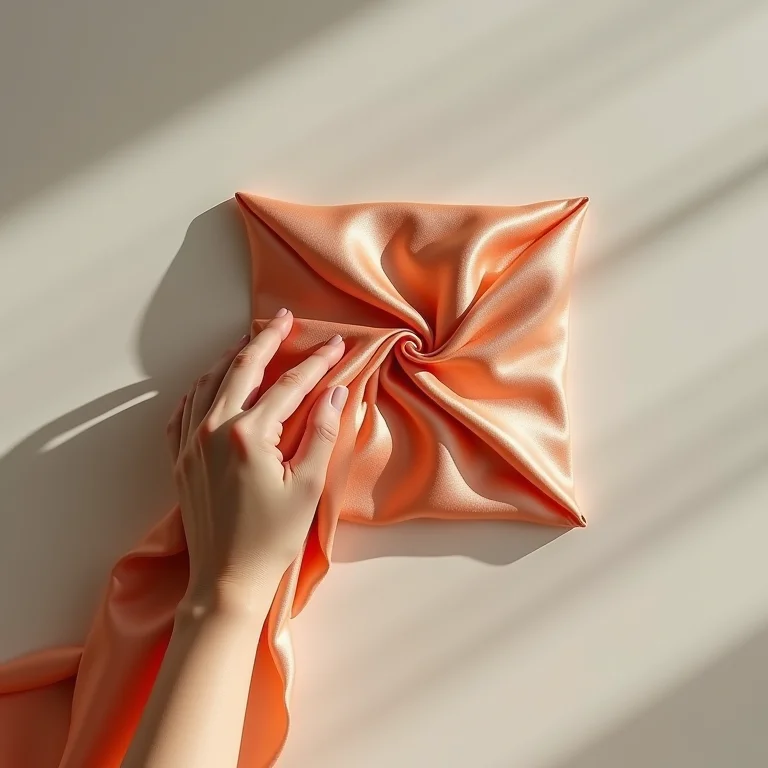 Lenço de seda dobrado em formato de envelope