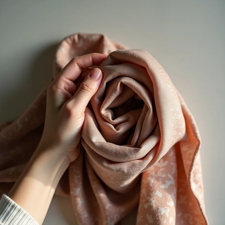 Lenço enrolado em formato de rolo