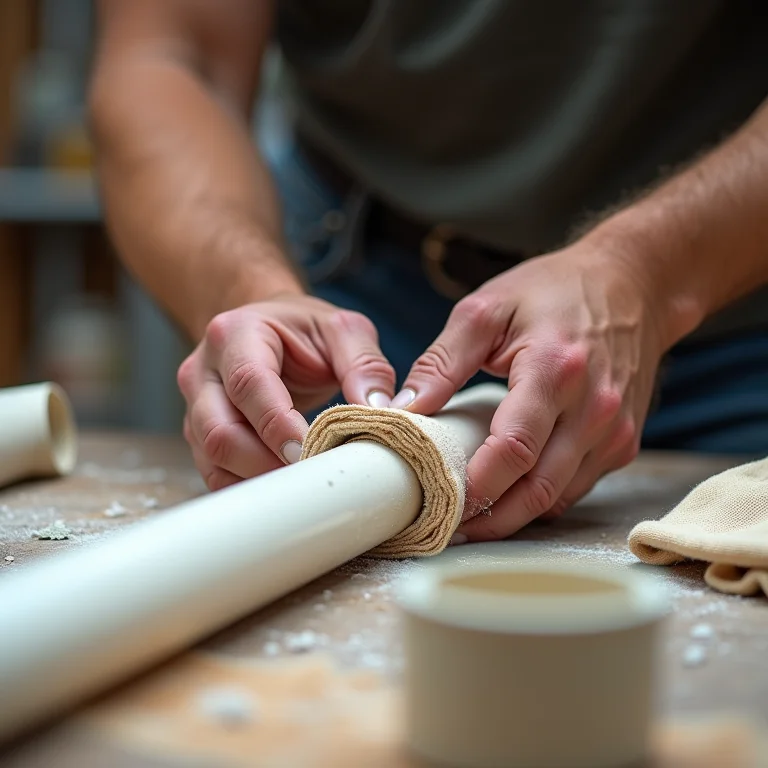 Lixando um tubo de PVC para acabamento