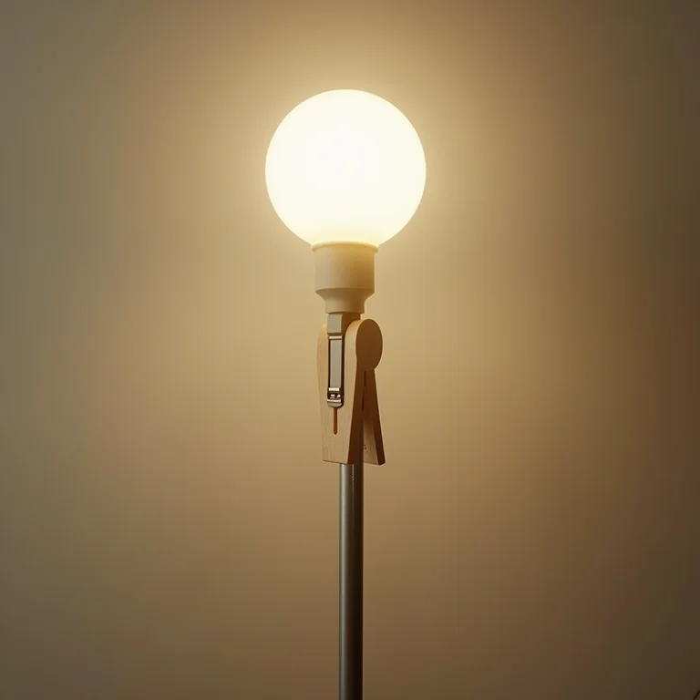 Luminária de LED feita com prendedor de roupa